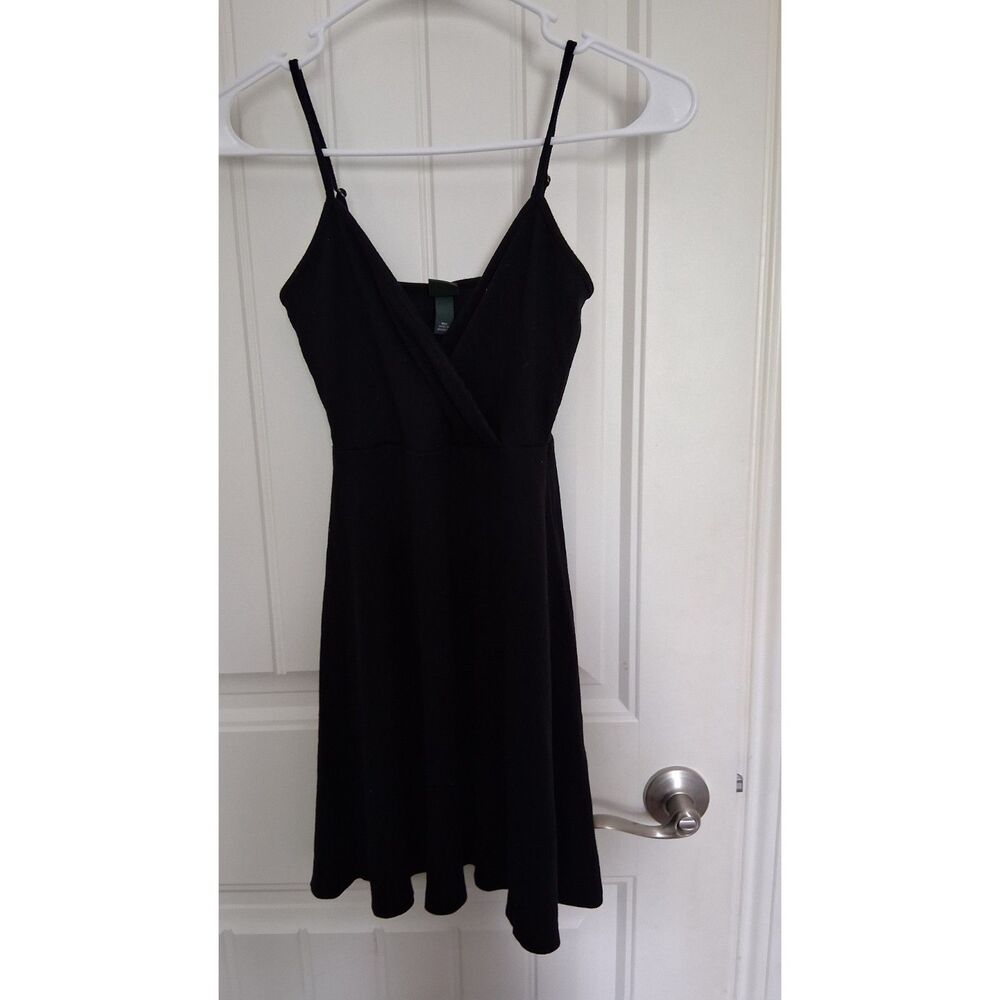 Wild Fable Women's XXS Black Fit & Flare Wrap V-Neck Sleeveless Dress